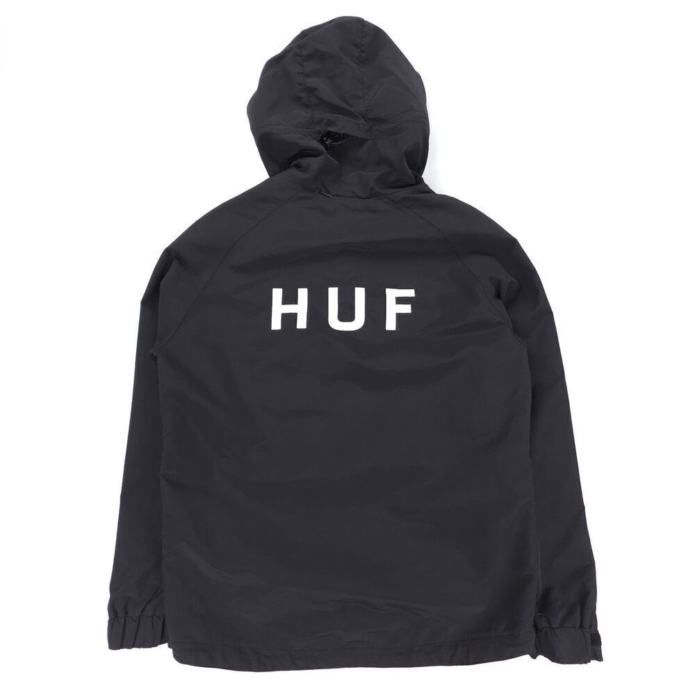 HUF Standard Shell Jacket Black Windbreaker Hoodie Gorpcore Athleisure Minimal